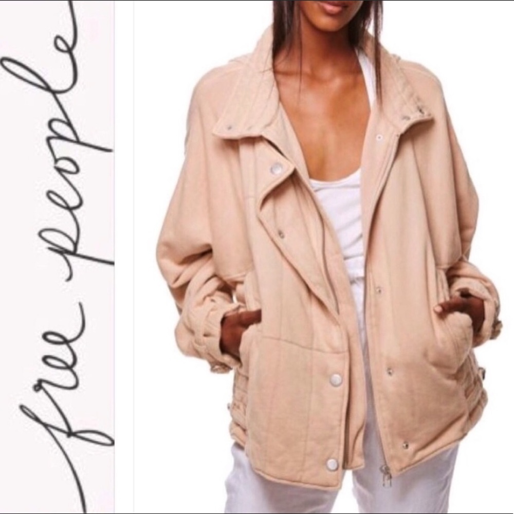 Free People French Terry Jacket in Pink Rose Women's XS/S Oversized Quilted Coat
